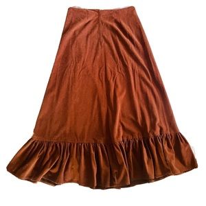 Vintage Hand Sewn Maxi Skirt Brown Faux Suede Gypsy Skirt Women’s S Cottagecore
